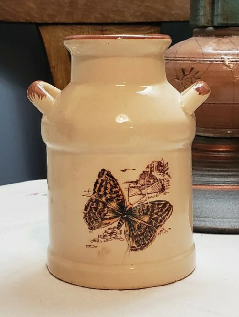 Vintage Double Handled Stoneware Crock/Jug Made In Taiwan
